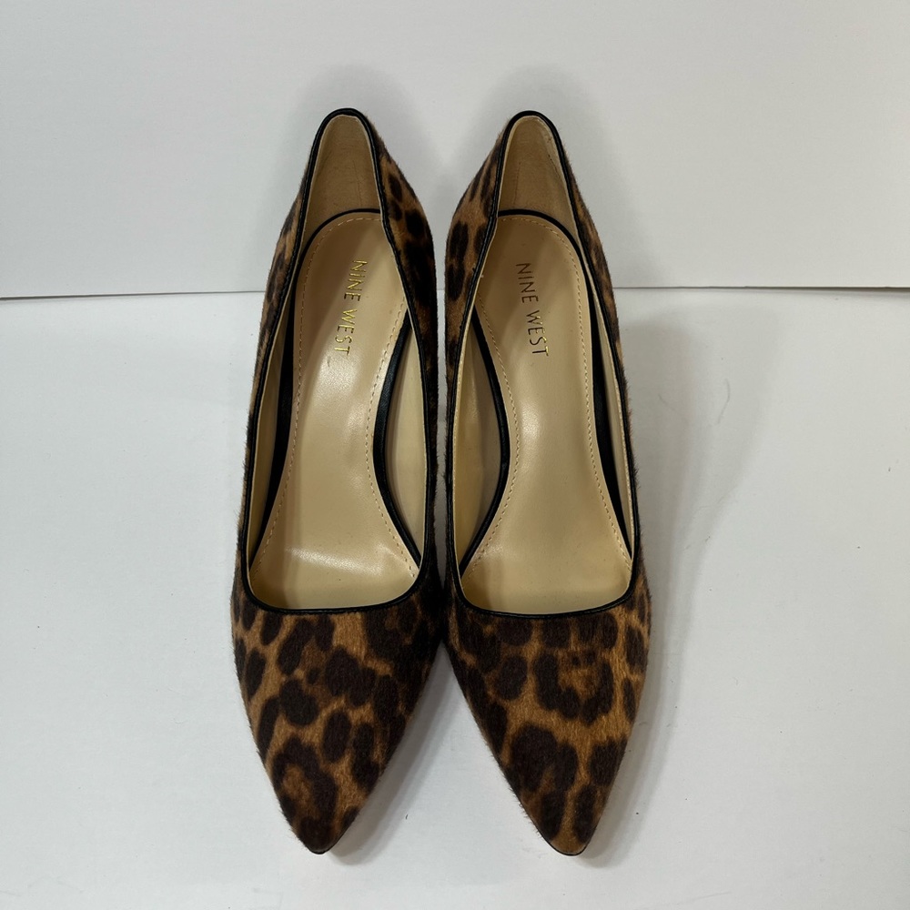 Nine West ACTP2 Spotted Animal Print Faux Fur Pointed Toe Stiletto Pumps Heels